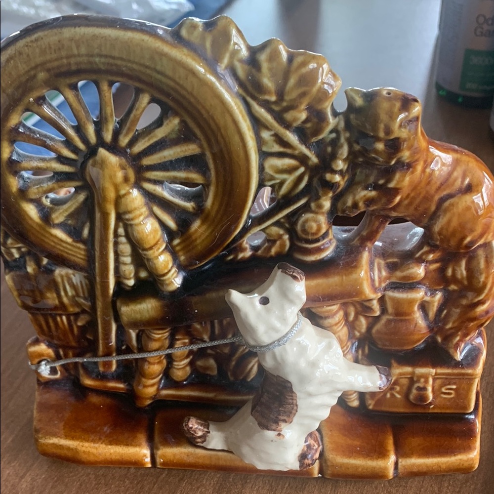 Vintage Ceramic Spinning Wheel Figurine. McCoy pottery